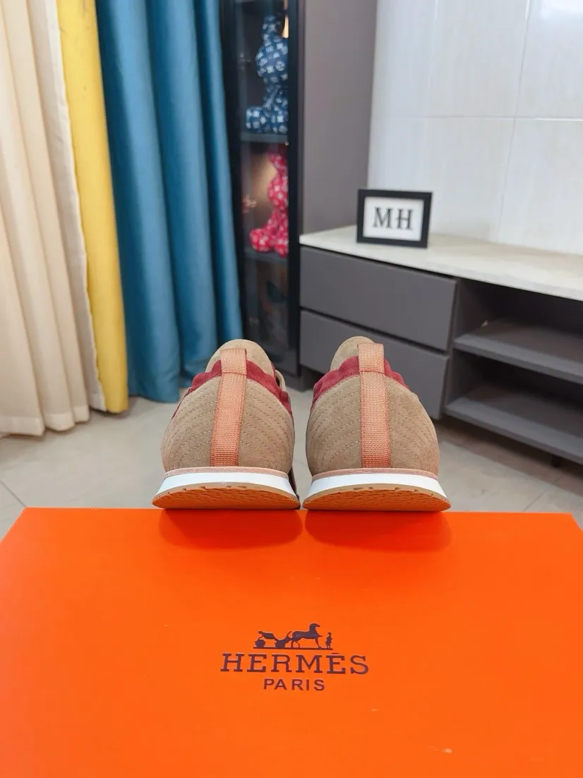 Men's shoes 💰480🌸🌸[HERMES] Hermès sneakers, the upper is made of calfskin and suede, imported materials, full of texture, the lightweight sole is decorated with contrasting patterns, creating a versatile fashion style. Size: 38-44, 45 customized